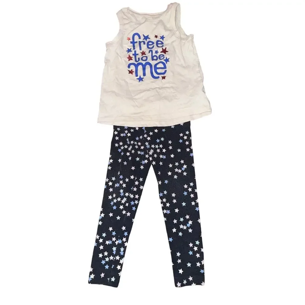 Fourth of July Outfit 2/3T Carters & Cat & Jack Tank Top Leggings American USA